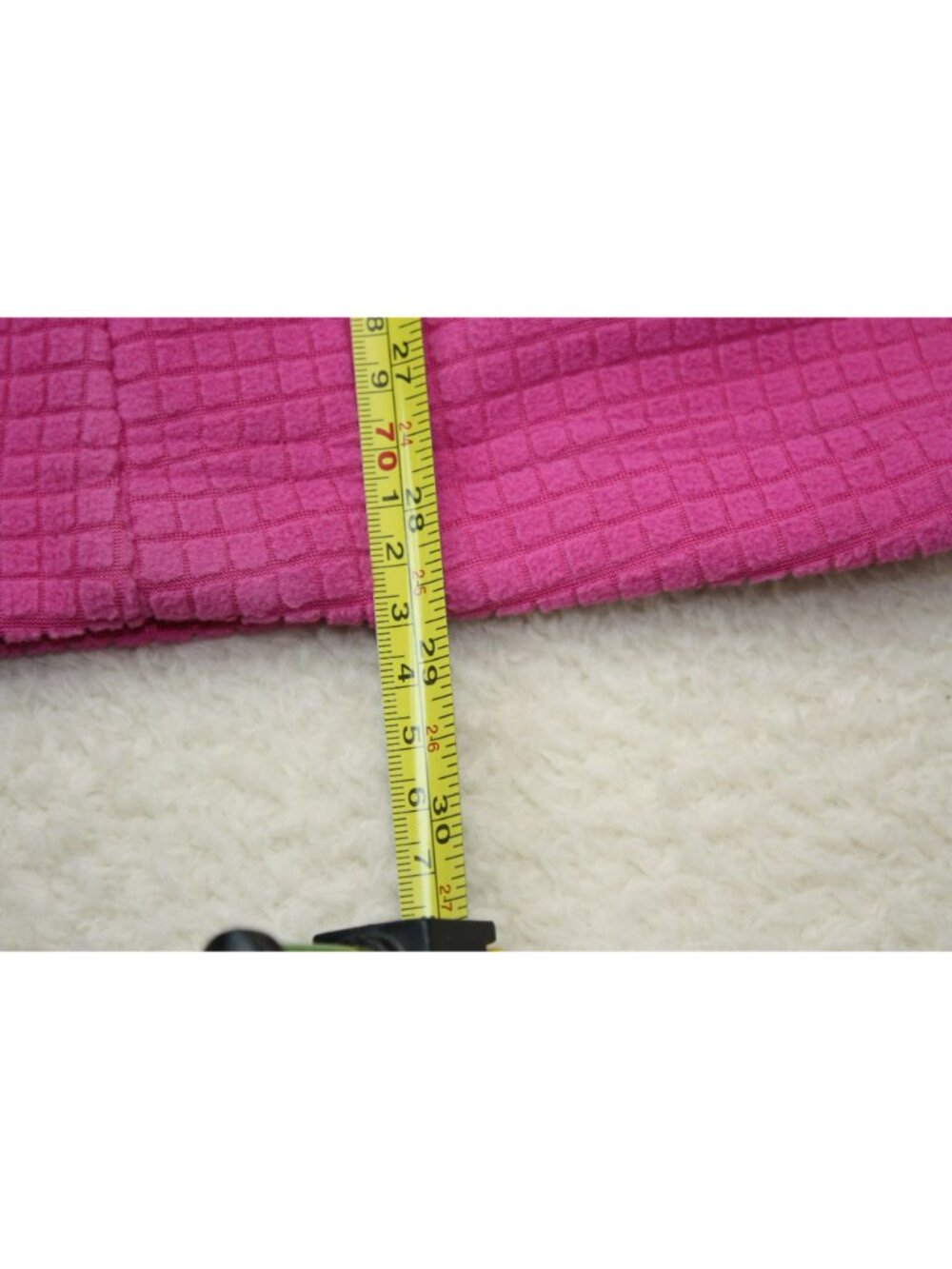 Lands End Womens Fleece Jacket Bright Pink XX-Large Grid Pattern Full Zip New - Picture 4 of 6